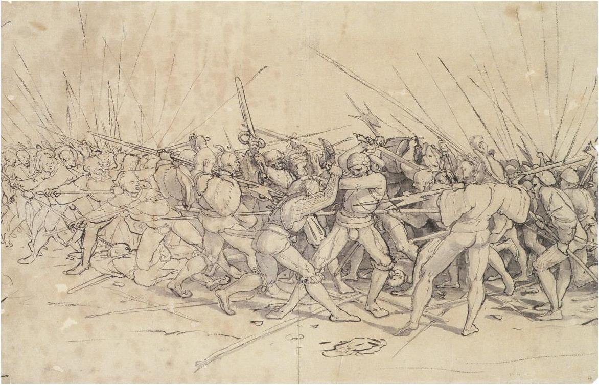 Painting of a Swiss battle scene by artist Hans Holbein Younger - Ганс Гольбейн Младший